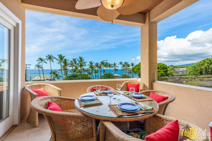 Lanai and View from  Villa 1 202, Beach Villas At Kahaluu