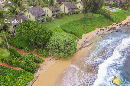 Beachfront Location of Condo 1, Kapaa Sands