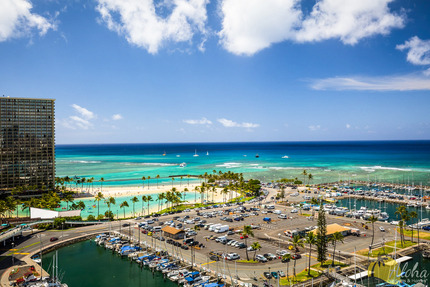 View of Waikiki Beach from Condo 1894, Ilikai Marina